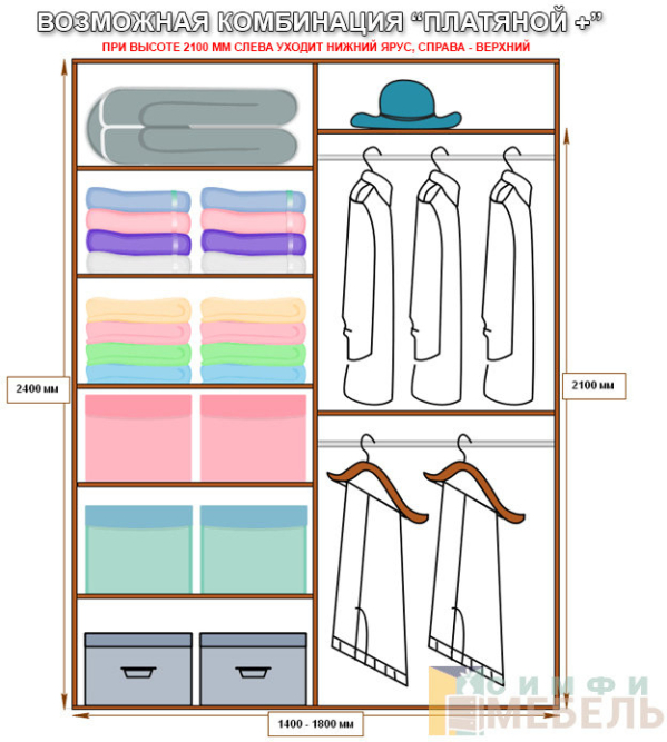 Шкаф-купе 2х дв Стандарт Комби 1 Дуб сонома