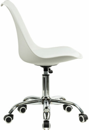 Кресло стул BRABIX "Eames MG-310 CH", хром, пластик белый, экокожа белая, 532923