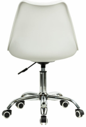 Кресло стул BRABIX "Eames MG-310 CH", хром, пластик белый, экокожа белая, 532923