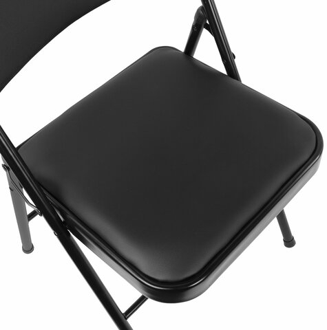 Стул складной BRABIX &quot;Golf Plus CF-003 КОМФОРТ&quot;, черный каркас, кожзам черный, В КОРОБЕ, 533026