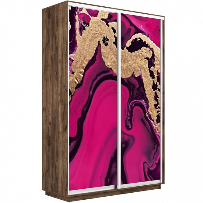 Шкаф-купе Экспресс 2-х дверный (Фото №1005 Абстракция розовая)