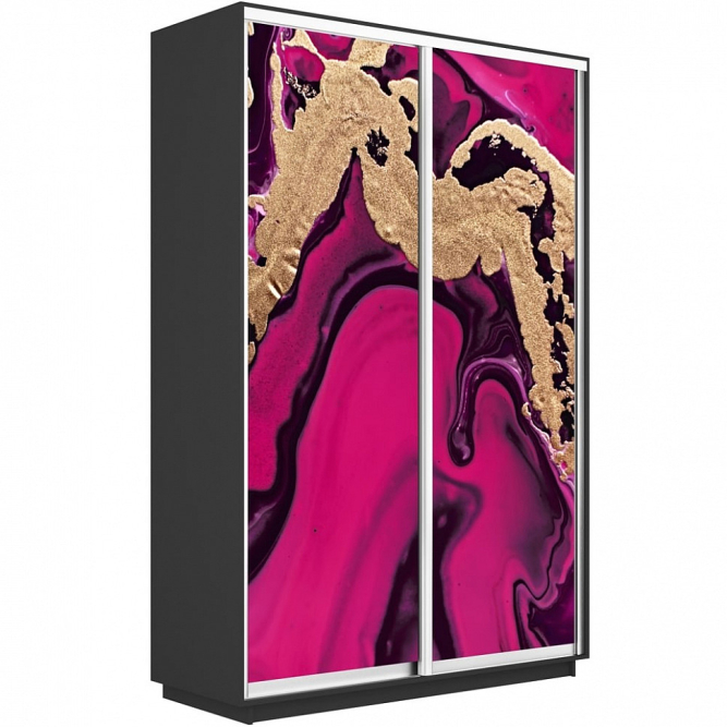 Шкаф-купе Экспресс 2-х дверный (Фото №1005 Абстракция розовая)