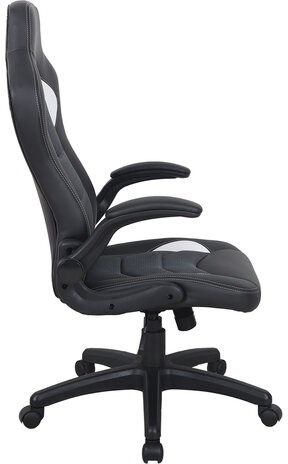 Кресло компьютерное BRABIX &quot;Skill GM-005&quot;, откидные подлокотники, экокожа, черное/белое, 532493