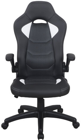 Кресло компьютерное BRABIX &quot;Skill GM-005&quot;, откидные подлокотники, экокожа, черное/белое, 532493