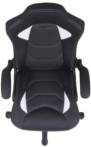 Кресло компьютерное BRABIX &quot;Skill GM-005&quot;, откидные подлокотники, экокожа, черное/белое, 532493