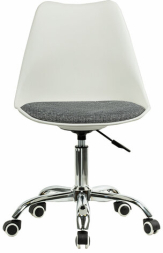 Кресло стул BRABIX "Eames MG-310 CH", хром, пластик белый, ткань серая, 532924