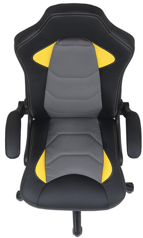 Кресло компьютерное BRABIX &quot;Skill GM-005&quot;, откидные подлокотники, экокожа, черное/желтое, 532494