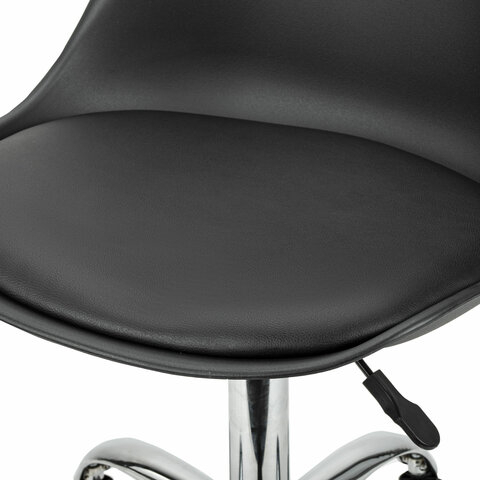 Кресло стул BRABIX &quot;Eames MG-310 CH&quot;, хром, пластик черный, экокожа черная, 532925
