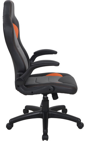 Кресло компьютерное BRABIX &quot;Skill GM-005&quot;, откидные подлокотники, экокожа, черное/оранжевое, 532495