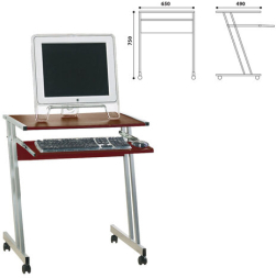 Стол компьютерный на металлокаркасе, 650х490х750 мм, ЛДСП, цвет &quot;орех&quot;, Д-249