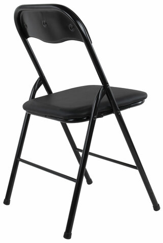 Стулья складные BRABIX &quot;Golf CF-007&quot;, КОМПЛЕКТ 2 шт., черный каркас, кожзам черный, 533029