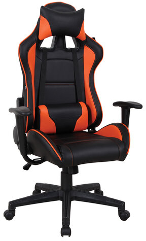Кресло компьютерное BRABIX &quot;GT Racer GM-100&quot;, две подушки, экокожа, черное/оранжевое, 531925