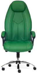 Кресло BOSS люкс (хром) кож/зам, зеленый/зеленый перфорированный, 36-001/36-001/06