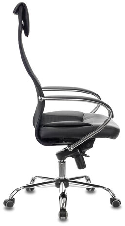 Кресло офисное BRABIX PREMIUM "Stalker EX-609 PRO", хром, мультиблок, ткань-сетка/экокожа, черное, 532416, EX609PRO_532416