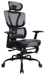 Кресло BRABIX PREMIUM &quot;Venom GM-530&quot;, подножка, синхромеханизм, экокожа/сетка, черное/серое, 532951