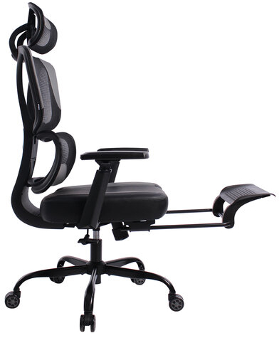 Кресло BRABIX PREMIUM &quot;Venom GM-530&quot;, подножка, синхромеханизм, экокожа/сетка, черное/серое, 532951