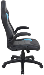 Кресло компьютерное BRABIX &quot;Skill GM-005&quot;, откидные подлокотники, экокожа, черное/голубое, 532497