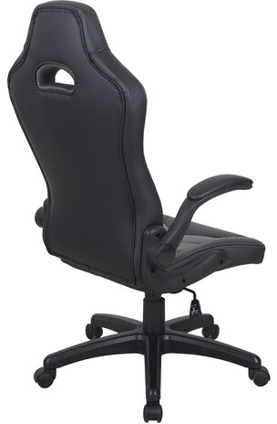 Кресло компьютерное BRABIX &quot;Skill GM-005&quot;, откидные подлокотники, экокожа, черное/голубое, 532497