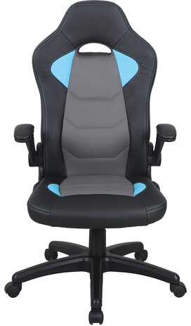 Кресло компьютерное BRABIX &quot;Skill GM-005&quot;, откидные подлокотники, экокожа, черное/голубое, 532497
