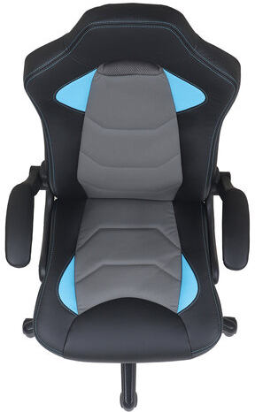 Кресло компьютерное BRABIX &quot;Skill GM-005&quot;, откидные подлокотники, экокожа, черное/голубое, 532497