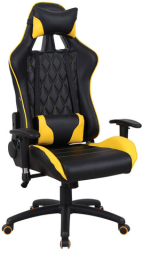 Кресло компьютерное BRABIX &quot;GT Master GM-110&quot;, две подушки, экокожа, черное/желтое, 531927