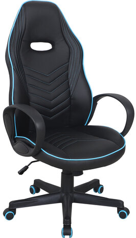 Кресло компьютерное BRABIX &quot;Flame GM-004&quot;, экокожа, черное/голубое, 532498