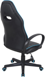 Кресло компьютерное BRABIX &quot;Flame GM-004&quot;, экокожа, черное/голубое, 532498