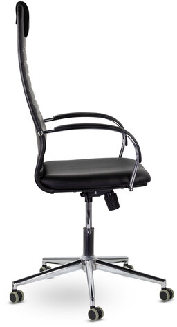 Кресло офисное BRABIX &quot;Pilot EX-610 CH&quot; premium, хром, кожзам, черное, 532418