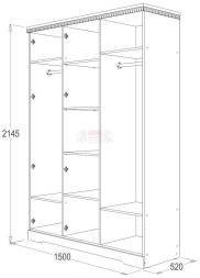 Шкаф 3-х дв. для одежды и белья Ольга 12 (МДФ)