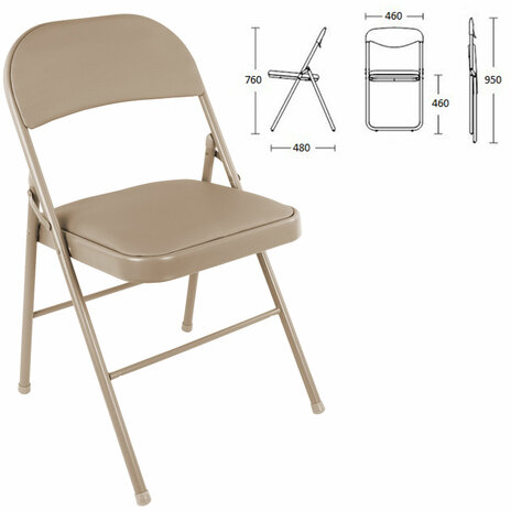 Стулья складные BRABIX &quot;Golf Plus CF-003&quot; КОМФОРТ, КОМПЛЕКТ 4шт., бежевый каркас, кожзам бежевый, 533033