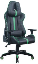Кресло компьютерное BRABIX &quot;GT Carbon GM-120&quot;, две подушки, экокожа, черное/зеленое, 531929