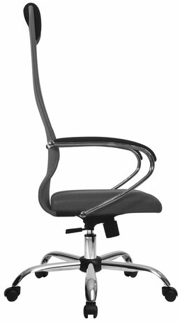 Кресло офисное МЕТТА &quot;SU-B-8&quot; хром, ткань-сетка, сиденье мягкое, светло-серое