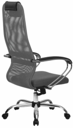 Кресло офисное МЕТТА "SU-B-8" хром, ткань-сетка, сиденье мягкое, светло-серое