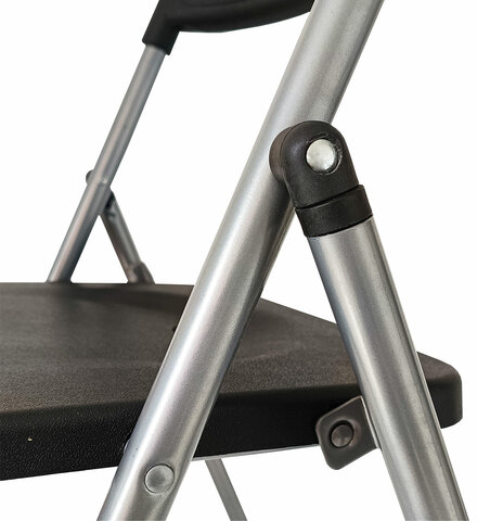 Стулья складные BRABIX &quot;Golf Lite CF-017&quot;, КОМПЛЕКТ 4 шт., серебристый каркас, пластик, чёрный, 533034