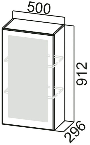 Шкаф навесной со стеклом Ш500с Вектор