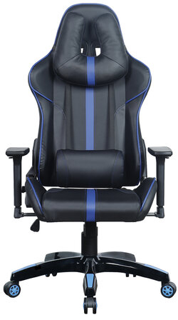 Кресло компьютерное BRABIX &quot;GT Carbon GM-120&quot;, две подушки, экокожа, черное/синее, 531930