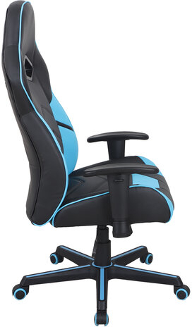 Кресло компьютерное BRABIX "Storm GM-006", регулируемые подлокотники, экокожа, черное/голубое, 532501