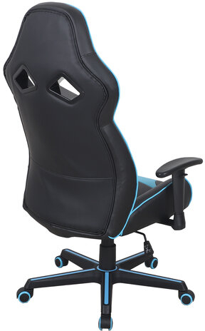 Кресло компьютерное BRABIX "Storm GM-006", регулируемые подлокотники, экокожа, черное/голубое, 532501