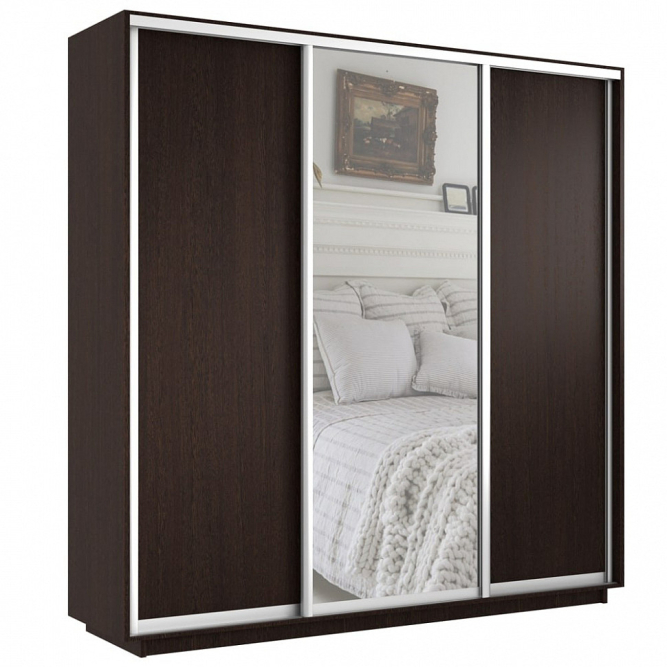 Шкаф-купе Экспресс 3-х дверный ( ЛДСП/Зеркало) Венге