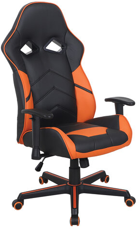 Кресло компьютерное BRABIX &quot;Storm GM-006&quot;, регулируемые подлокотники, экокожа, черное/оранжевое, 532502