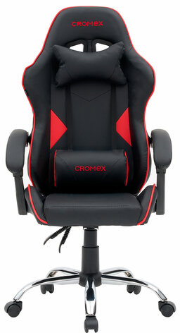 Кресло компьютерное CROMEX &quot;Joker GM-125&quot;, две подушки, экокожа, черное/красное, 532954