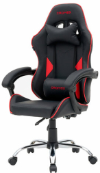 Кресло компьютерное CROMEX "Joker GM-125", две подушки, экокожа, черное/красное, 532954