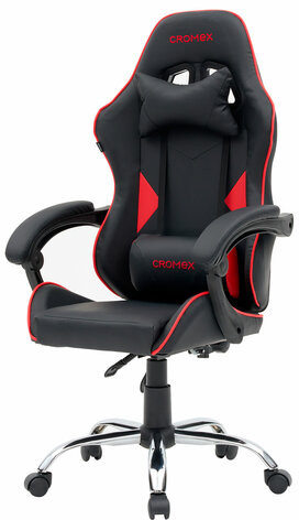 Кресло компьютерное CROMEX &quot;Joker GM-125&quot;, две подушки, экокожа, черное/красное, 532954