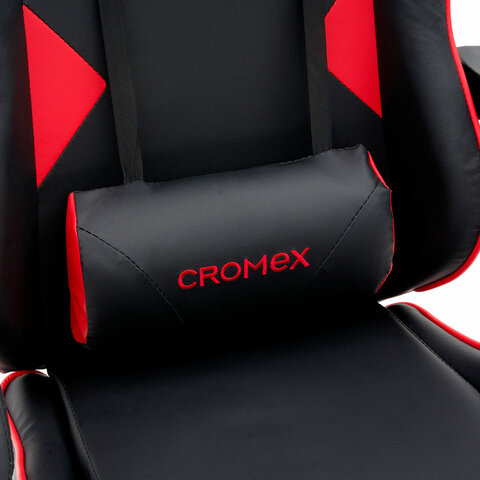 Кресло компьютерное CROMEX &quot;Joker GM-125&quot;, две подушки, экокожа, черное/красное, 532954