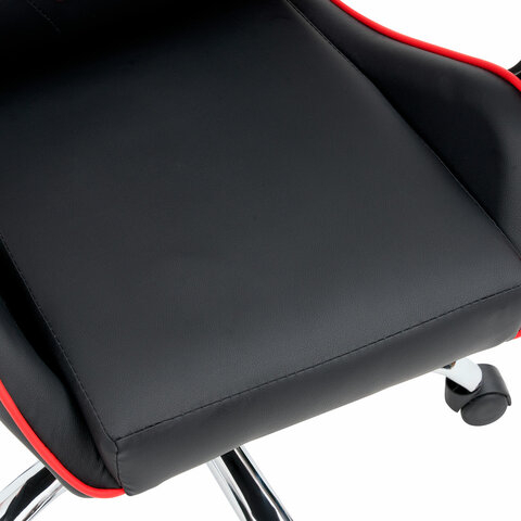 Кресло компьютерное CROMEX &quot;Joker GM-125&quot;, две подушки, экокожа, черное/красное, 532954