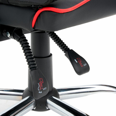 Кресло компьютерное CROMEX &quot;Joker GM-125&quot;, две подушки, экокожа, черное/красное, 532954