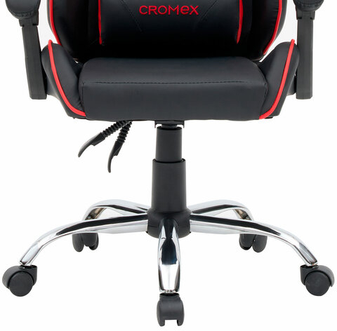 Кресло компьютерное CROMEX &quot;Joker GM-125&quot;, две подушки, экокожа, черное/красное, 532954