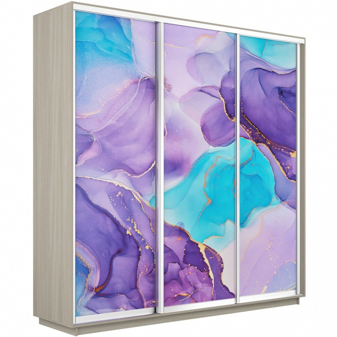 Шкаф-купе Экспресс 3-х дверный (Фото №1002 Абстракция фиолетовая)