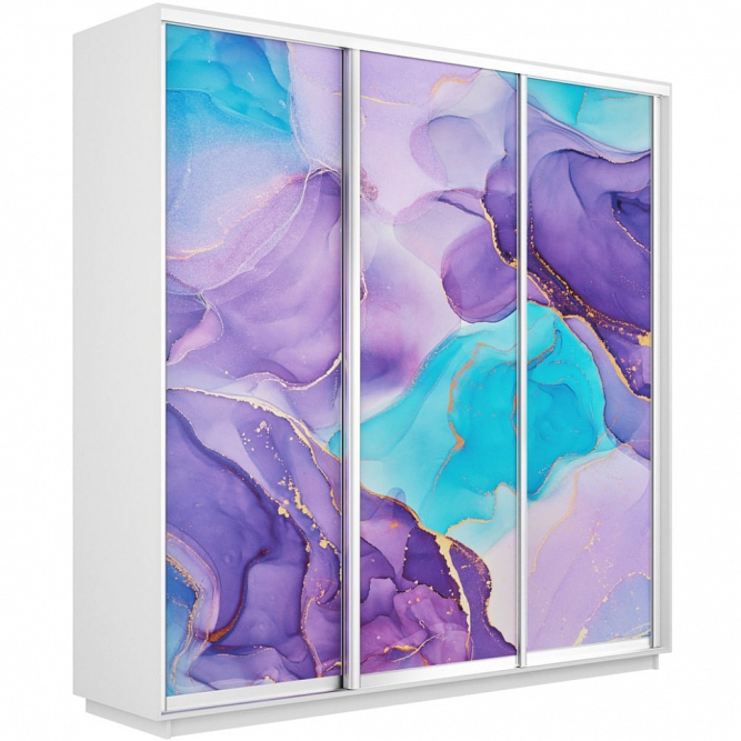 Шкаф-купе Экспресс 3-х дверный (Фото №1002 Абстракция фиолетовая)