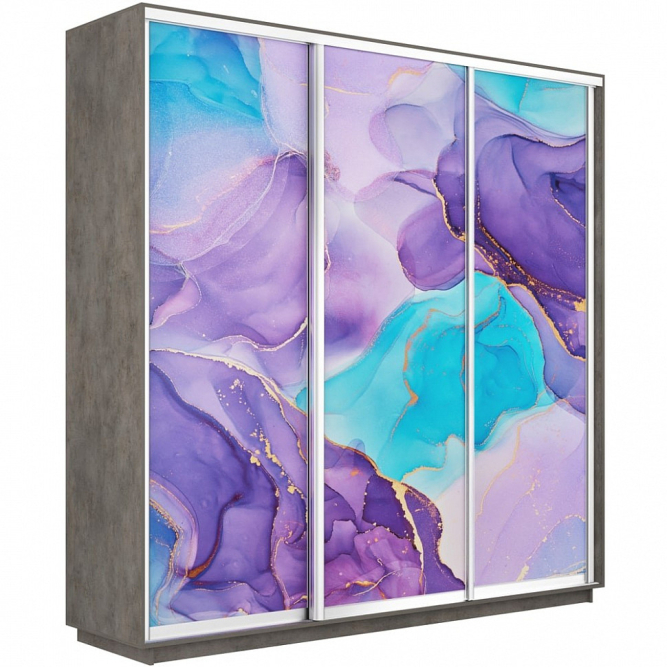 Шкаф-купе Экспресс 3-х дверный (Фото №1002 Абстракция фиолетовая)
